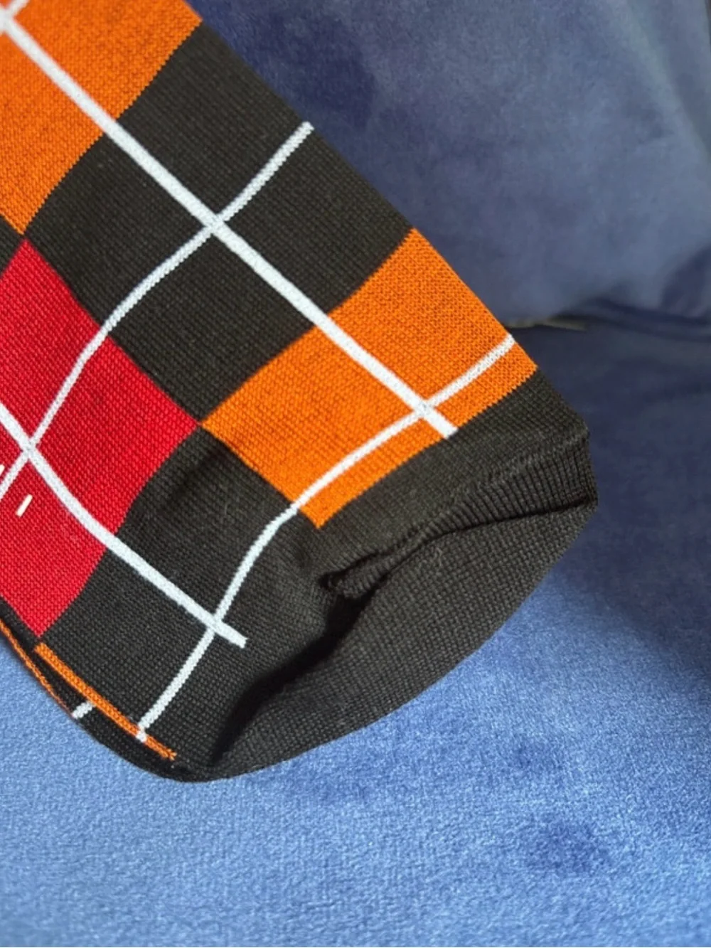 Marni Black Socks with Orange & Red Checked Pattern NWT