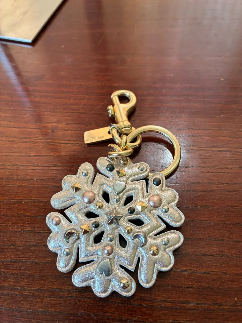 Coach Metallic Bronze Snowflake Key & Card Holder Charm