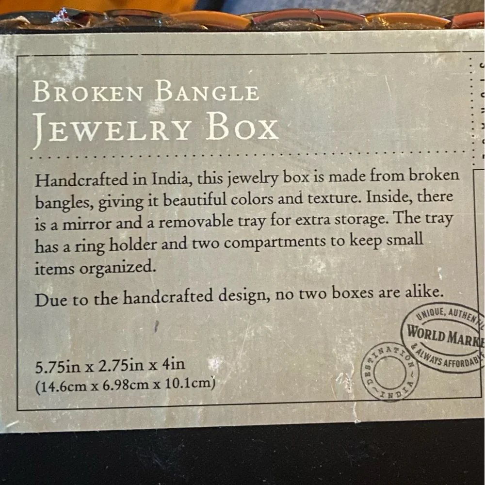 Handcrafted Broken Bangle Jewelry Box Mirrored Trinket Box Mosaic India Decor