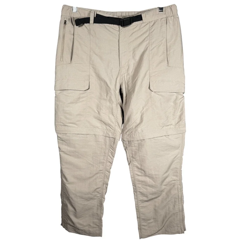 The North Face Convertable Hiking Cargo Pants Khaki Zip Off Legs‎ Mens XL Hiking