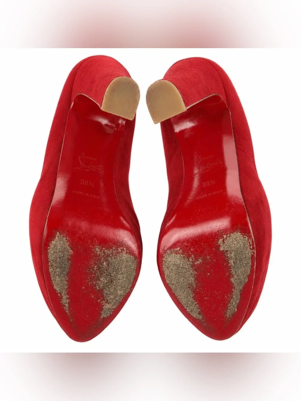 Christian Louboutin Red Suede Peep-Toe Platform Pumps
