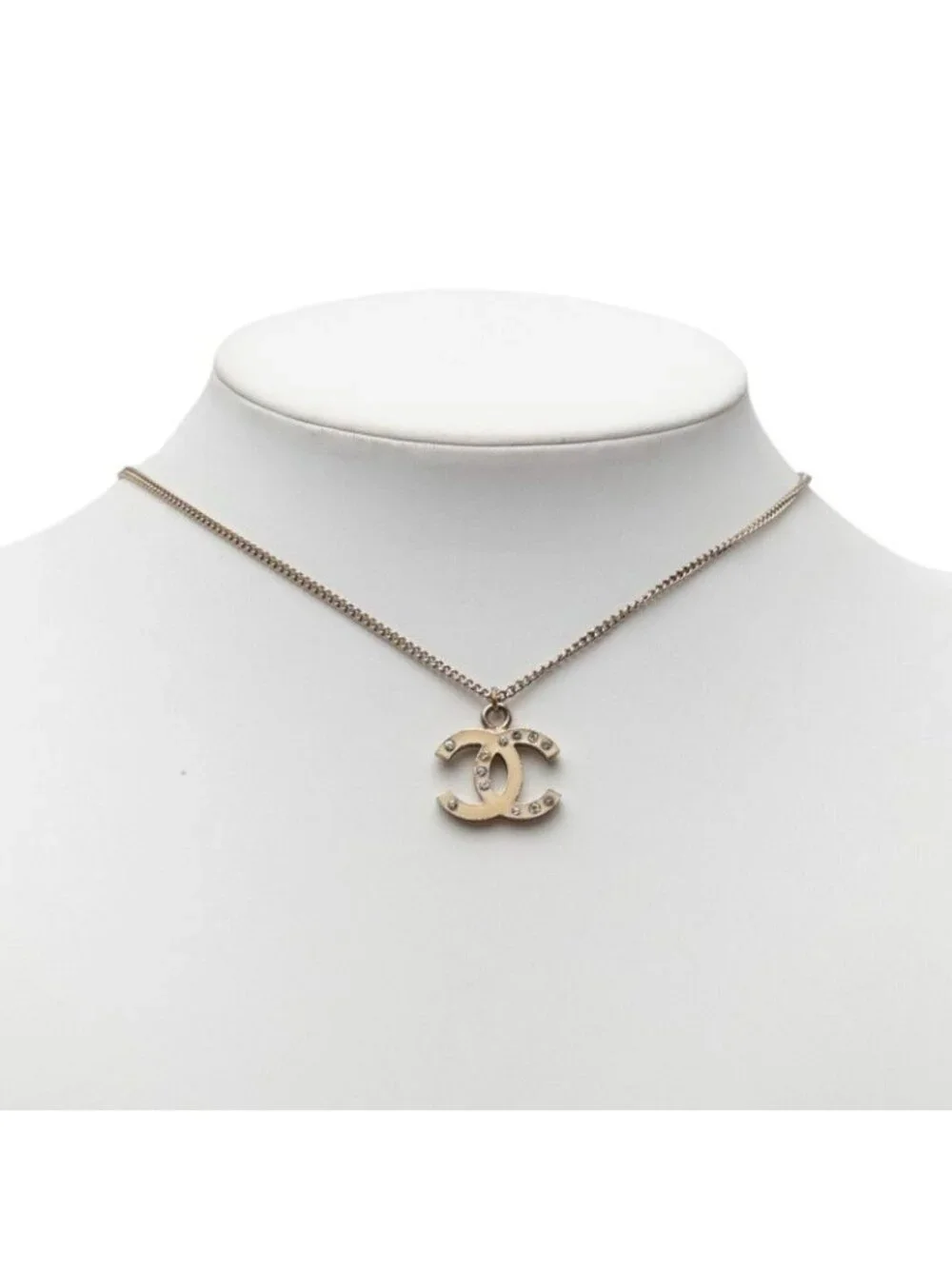 Chanel CC Logo Chain Pendant 07 Silver Metal Rhinestone