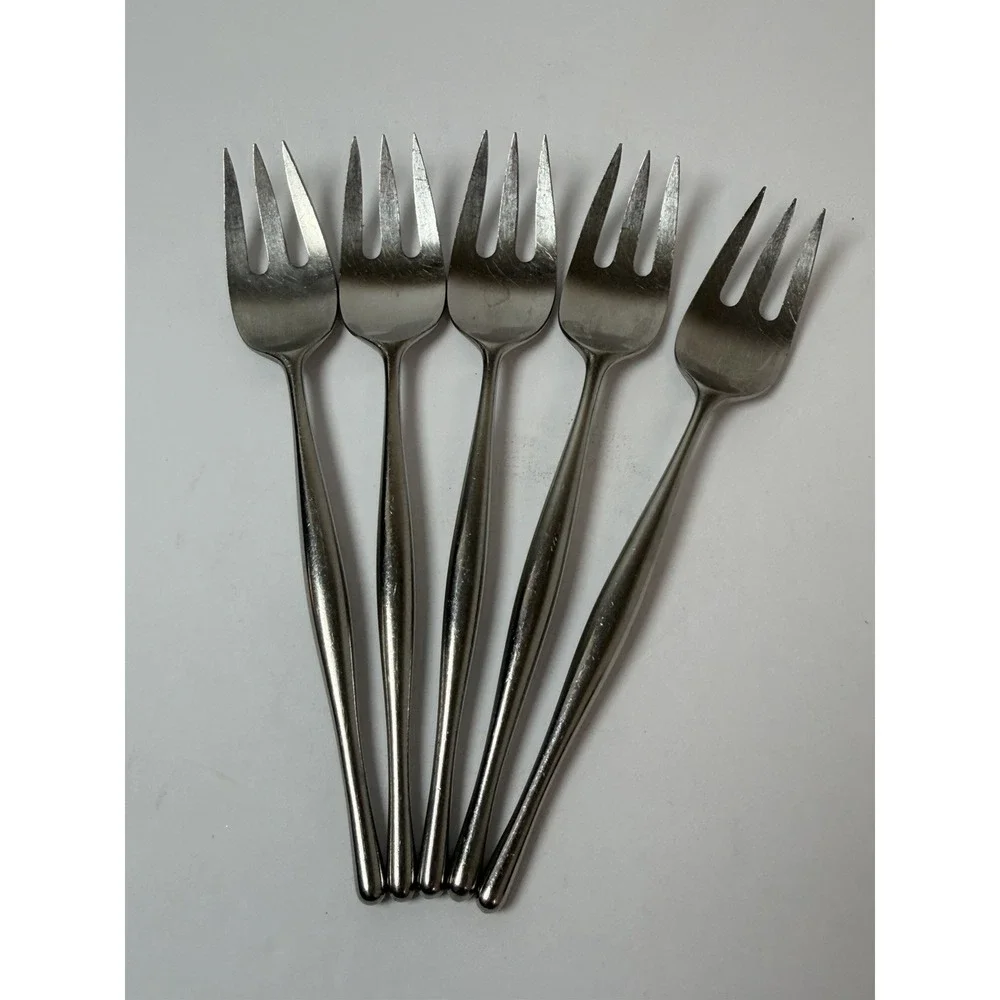 5 Salad Forks‎ DESIGN 3 Lauffer/Towle 18/8 Satin Stainless Steel Norway