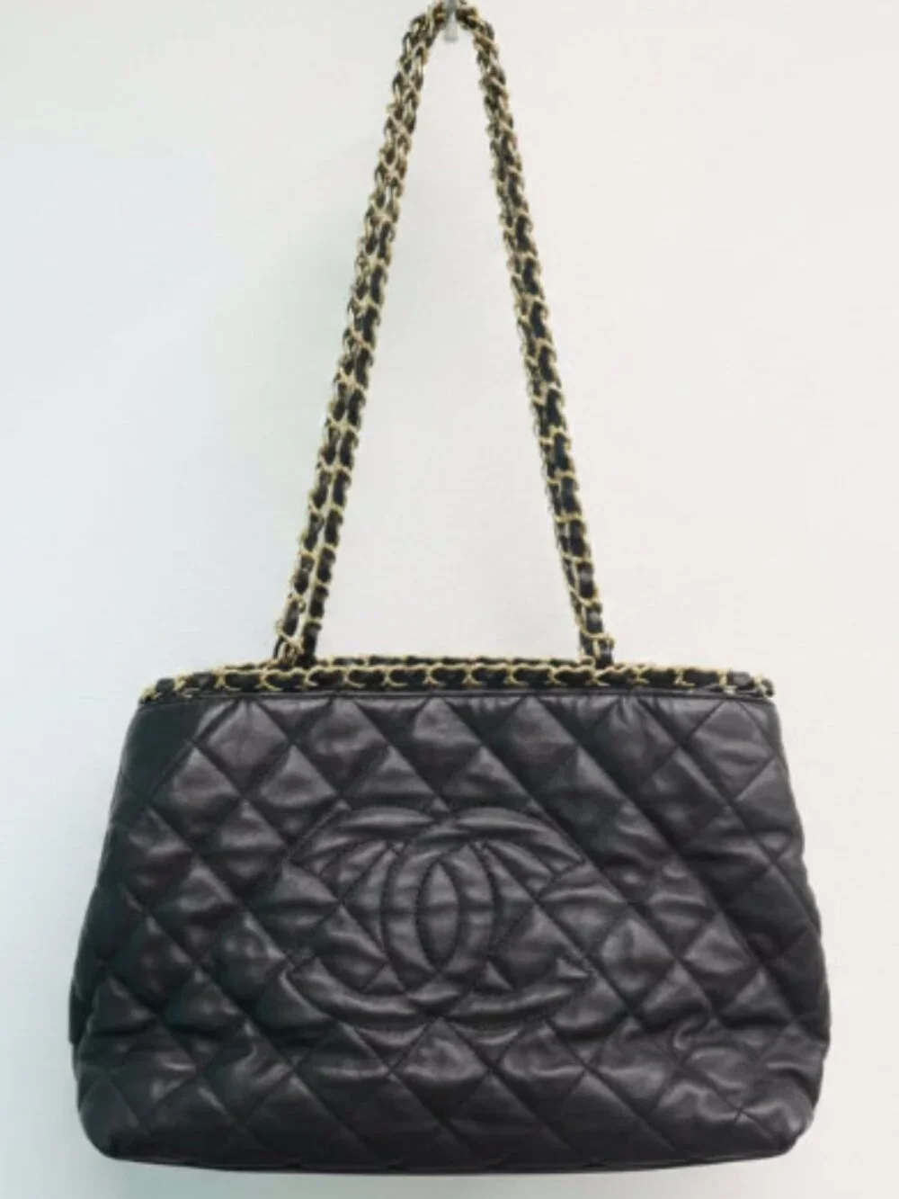 Chanel Quilted Leather Chain Tote Bag