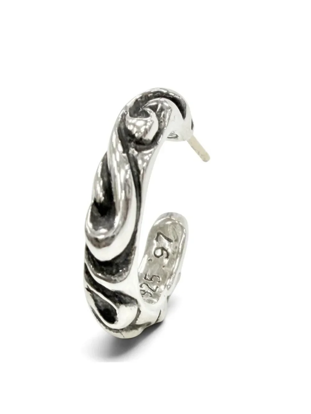 Chrome Hearts Hoop Scrool 1 925 14k Scroll Earrings Single Silver