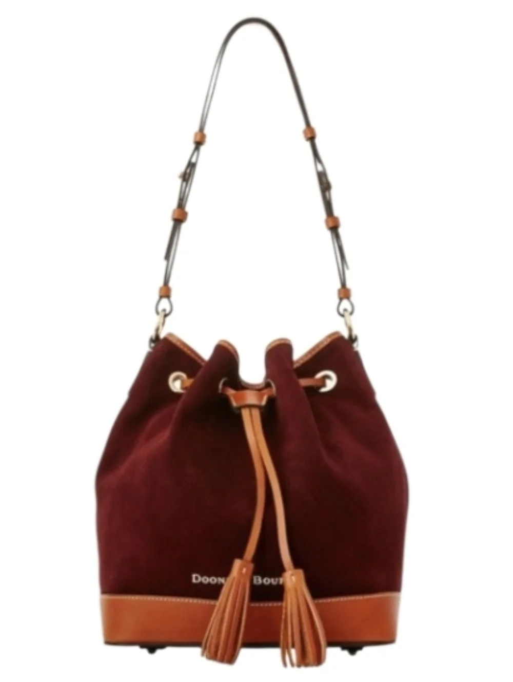 Dooney & Bourke Suede Drawstring Crossbody/Shoulder Bucket Bag In EUC