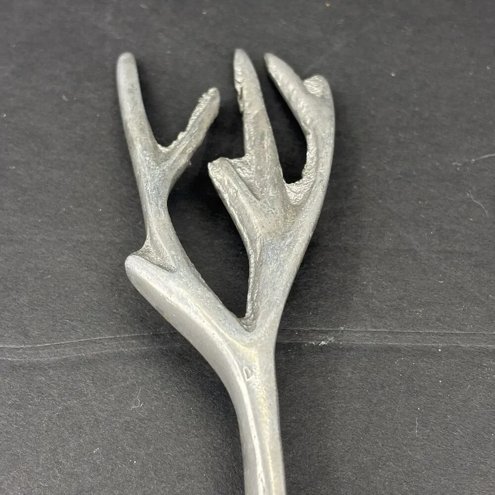 Vintage Aluminum Grey‎ Tree Branch Twigs Serving Set Salad Mixing Spoons