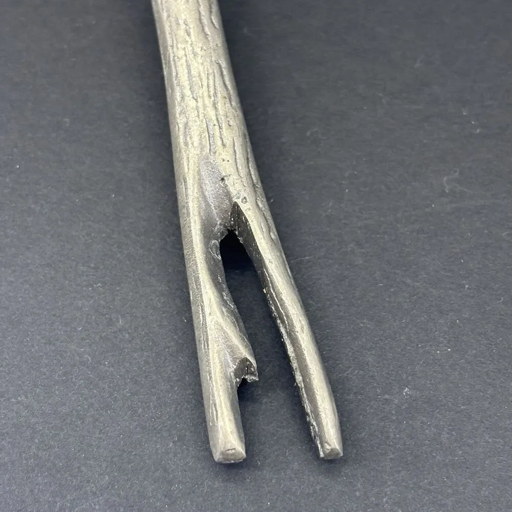 Vintage Aluminum Grey‎ Tree Branch Twigs Serving Set Salad Mixing Spoons