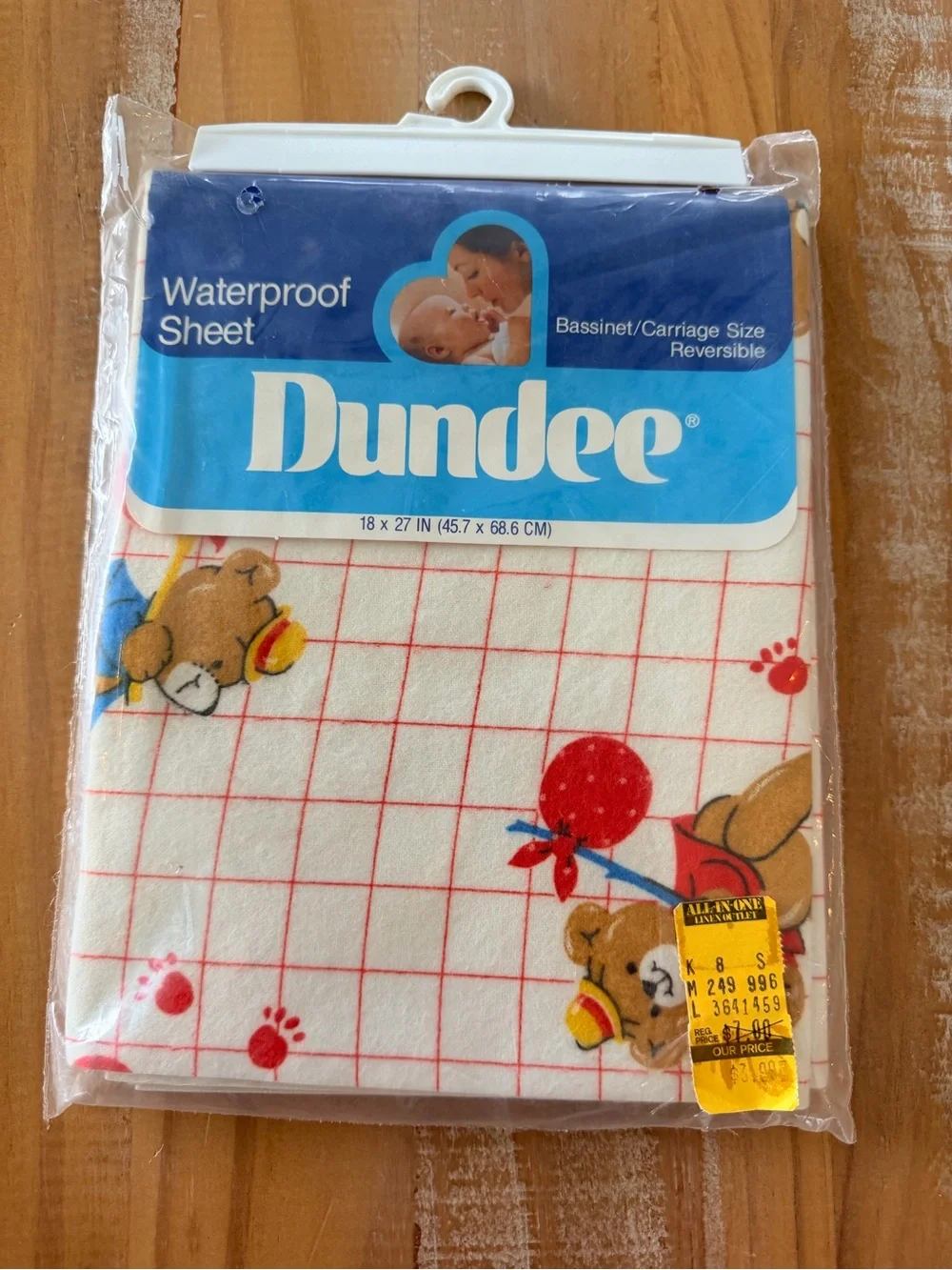 Vtg DUNDEE Bassinet Waterproof Sheet BEARS 100% Cotton Fits 18x27 NOS