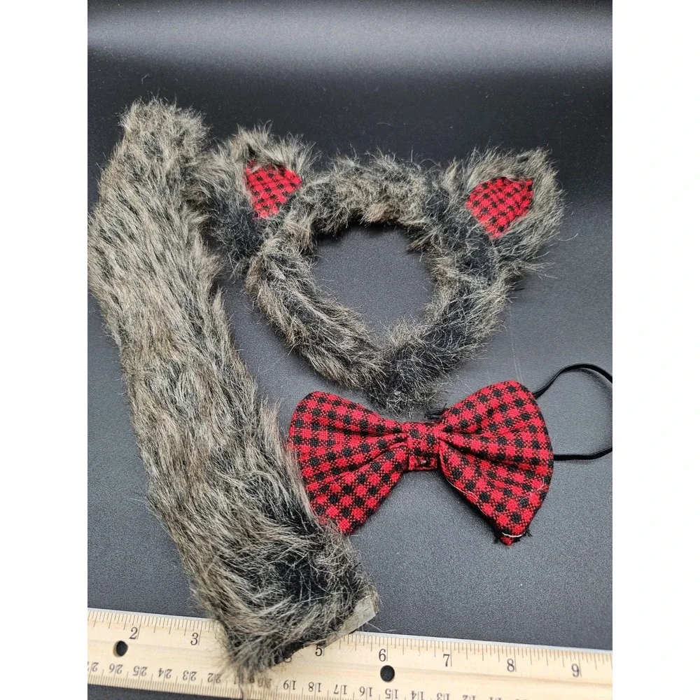 Big Bad Wolf Ears Bowtie & Tail Halloween Costume Set Accessories ~‎ Cosplay