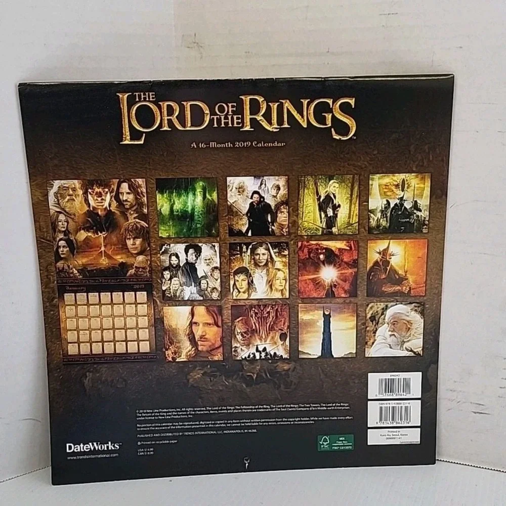 LORD OF THE RINGS 2018 Calendar Orlando‎ Bloom