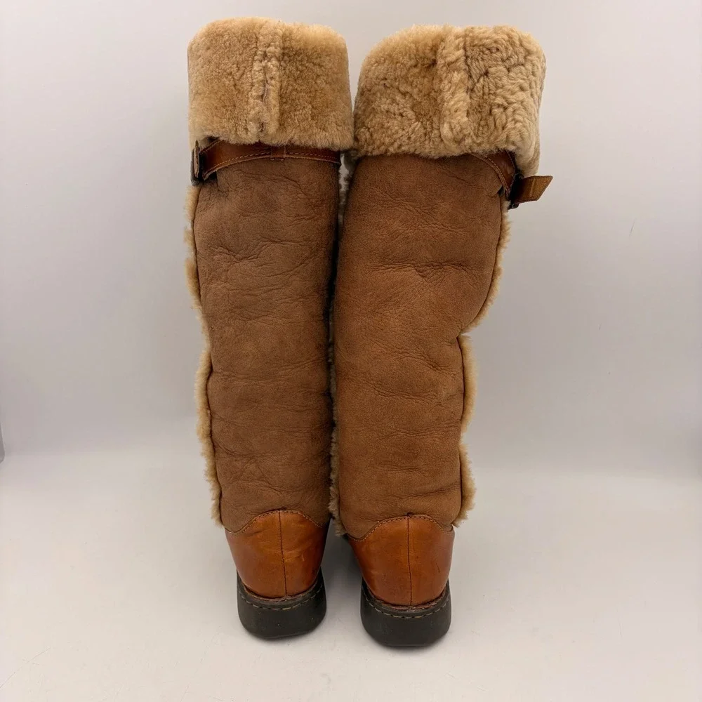 Born Oakdale Tall Boots‎ Brown Leather Shearling Sherpa Riding Knee High 7.5