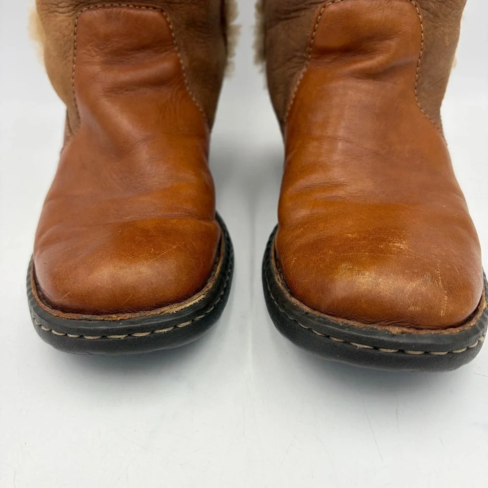 Born Oakdale Tall Boots‎ Brown Leather Shearling Sherpa Riding Knee High 7.5