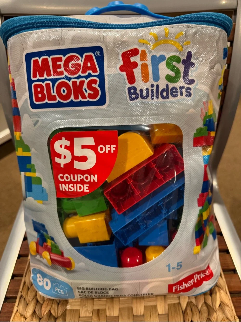 Mega Bloks First Builders 80-Piece Big Building Bag ages 1-5 Fisher-Price