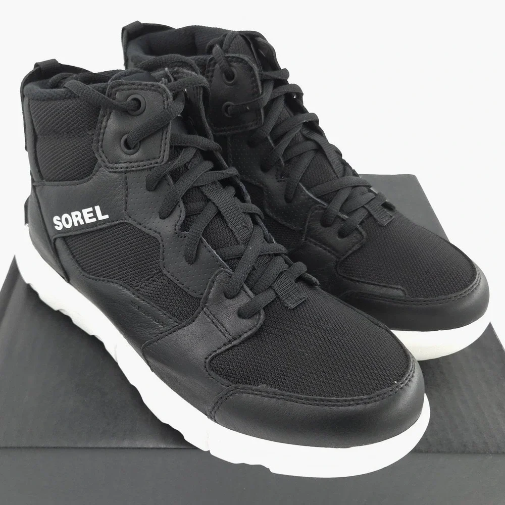Sorel Explorer II Sneaker Mid WP Boots Womens 9.5 Black Waterproof Insulated NEW