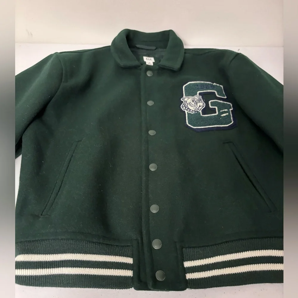 GAP Unisex Kids Forest Green Varsity Jacket sz M-0219