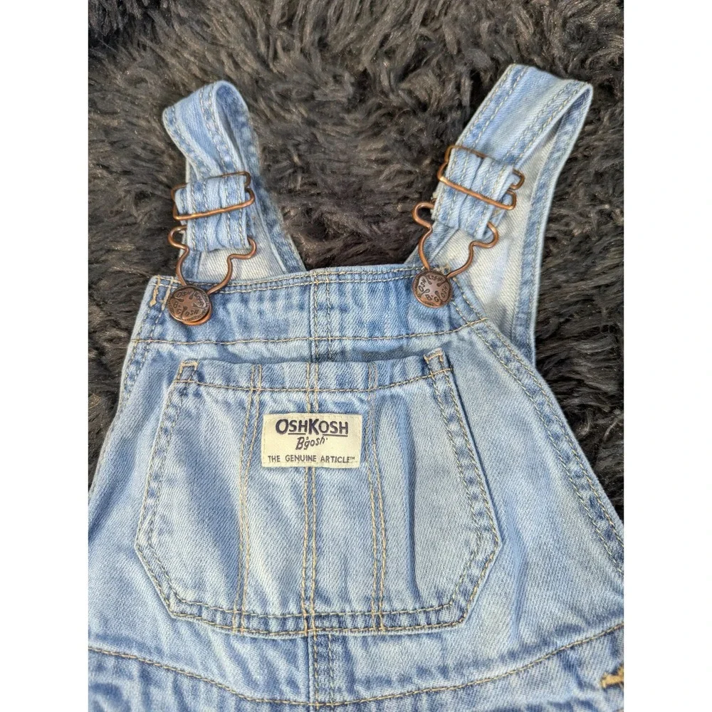 OshKosh Bgosh Kids‎ 3T Denim Overalls Light Wash Heart Embroidery Vestbak 416