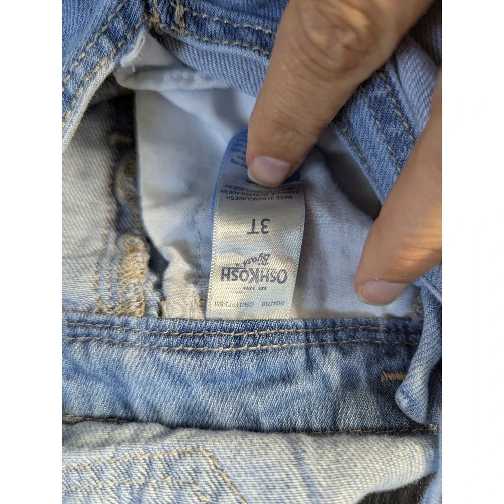 OshKosh Bgosh Kids‎ 3T Denim Overalls Light Wash Heart Embroidery Vestbak 416