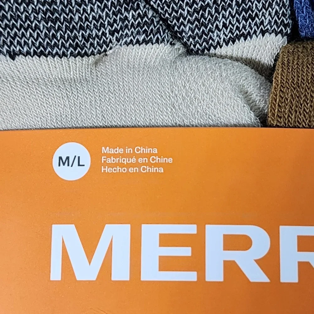 MERRELL All Purpose Cushioned Crew‎ Socks 6 Pair M/L M 9-12 W 10-13 Multicolor