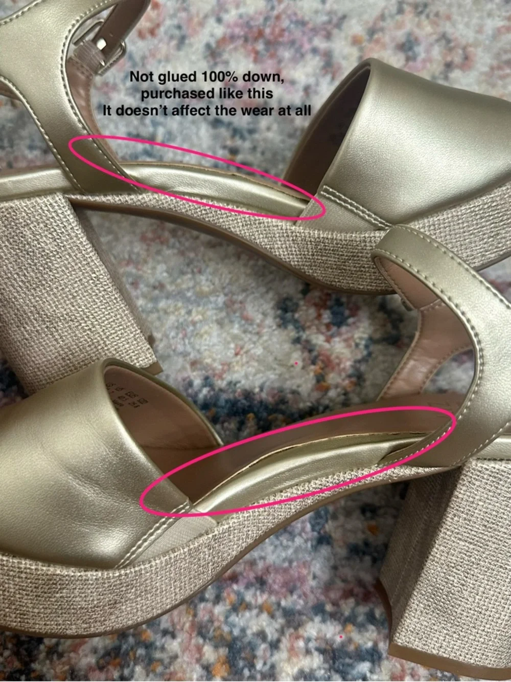 Naturalizer Lily Sandal Gold Platform Block Heel Ankle Strap Open Toe Size 9.5