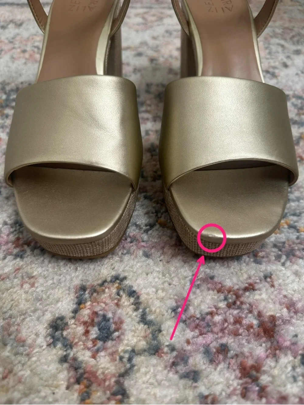 Naturalizer Lily Sandal Gold Platform Block Heel Ankle Strap Open Toe Size 9.5