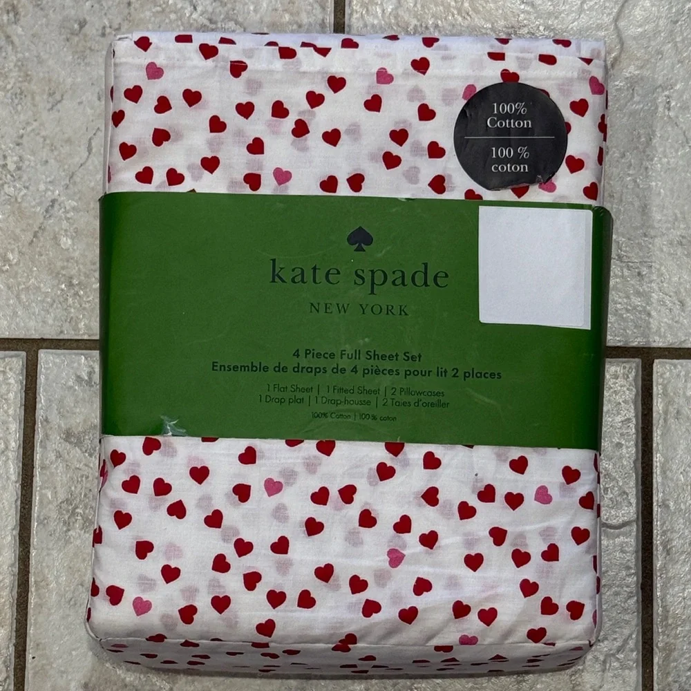 New Kate Spade Heart Valentine‎ Full Sheet Set