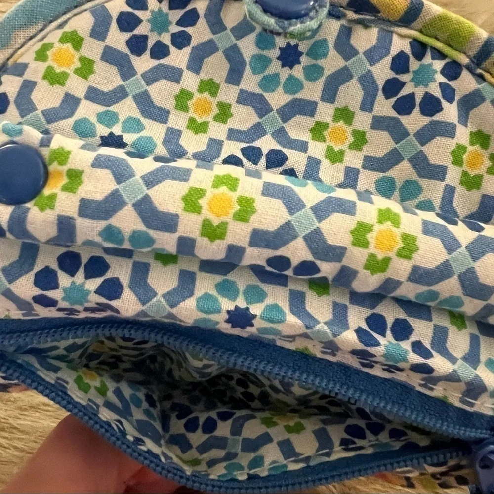 VERA BRADLEY Capri Blue Travel Jewlery Case Green Purple Paisley Semi-Circle