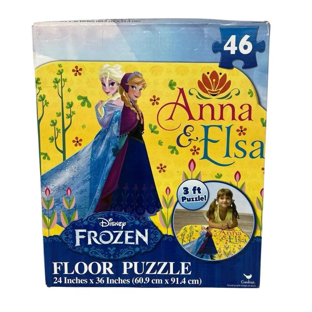 Disney Frozen Floor Puzzle 46 Pc Anna Elsa Kids Large Pieces‎ Complete Box 24x36