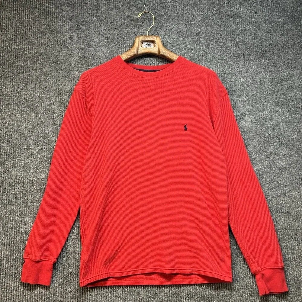 Polo Ralph Lauren Waffle Thermal‎ Long Sleeve Shirt Men's Size Large Red