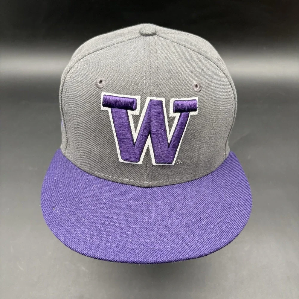 Washington Huskies New Era‎ 59FIFTY Fitted Hat Gray Purple Size 7 1/4 Huskies