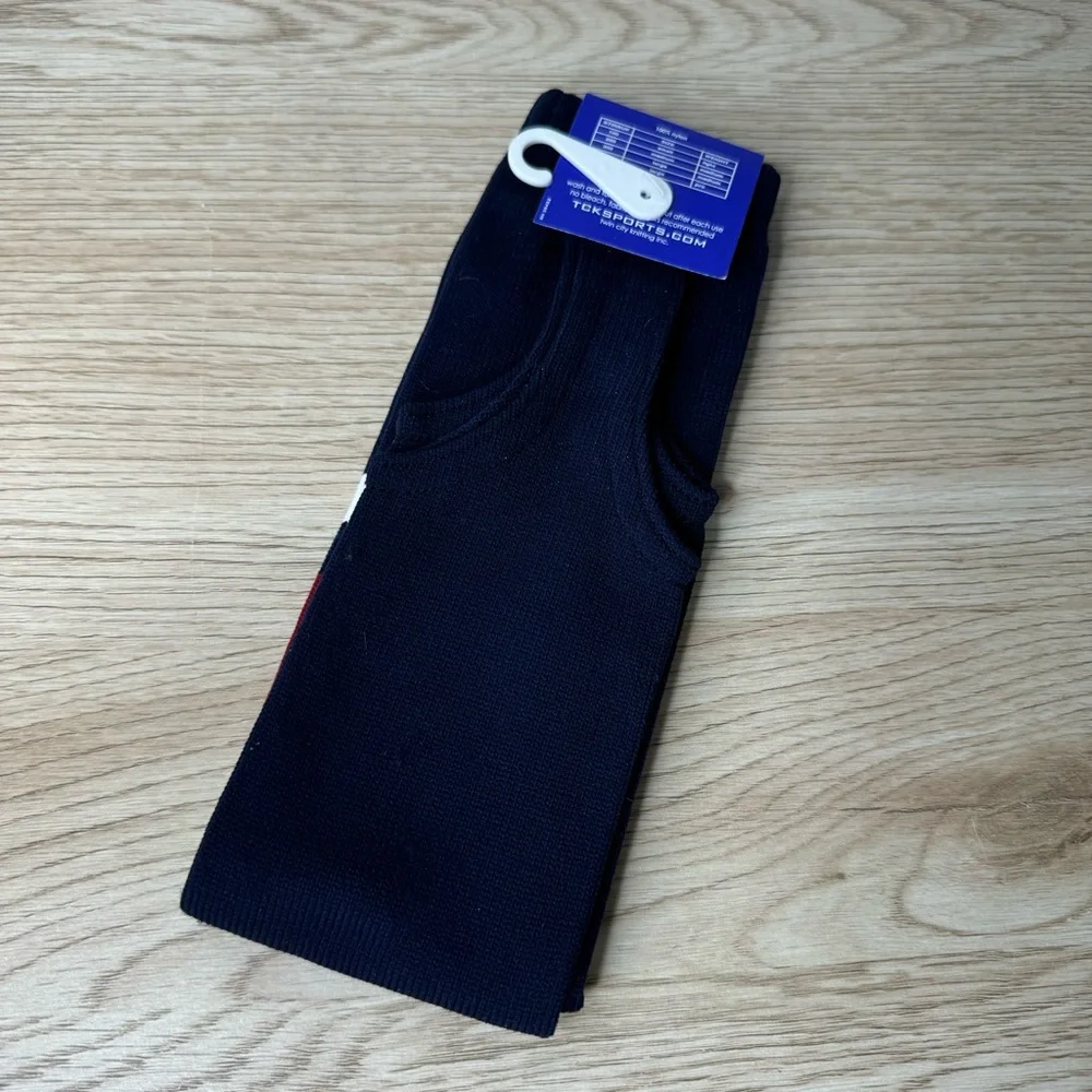 TCK Baseball Stirrup Socks Navy with White and Red‎ / Maroon Stripes NWT Size L