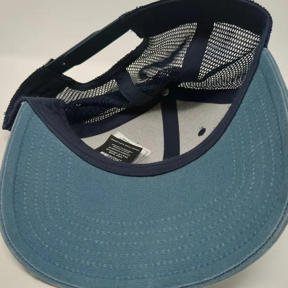 The North Face Trucker Hat Blue One Size Snapback Bear Mountain Mesh Embroidered