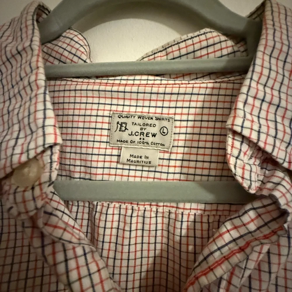 J. Crew Men's Casual Checkered Shirt - Blue Red and White