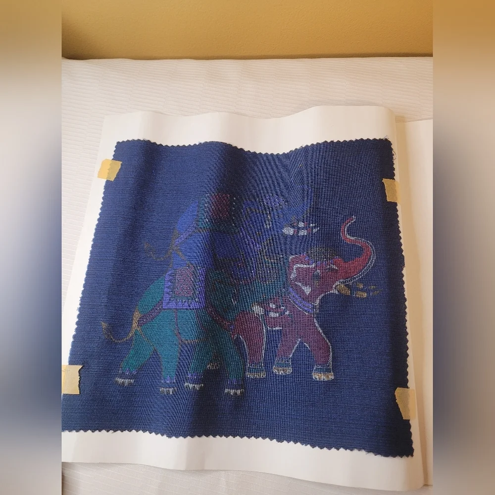 Thai Silk Art Painting Lucky Elephant Tapestry
