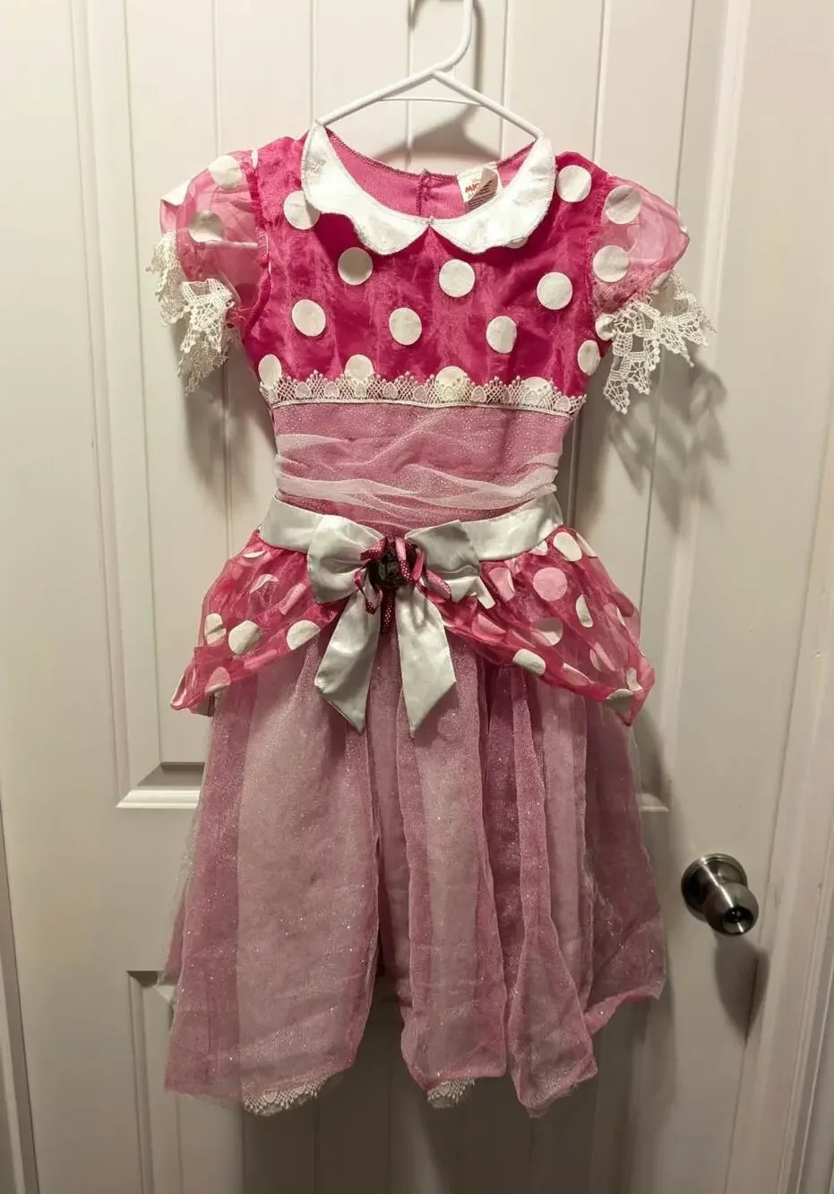 Disney Store Minnie Mouse Pink White Princess Dress Halloween Costume Size S 4-6