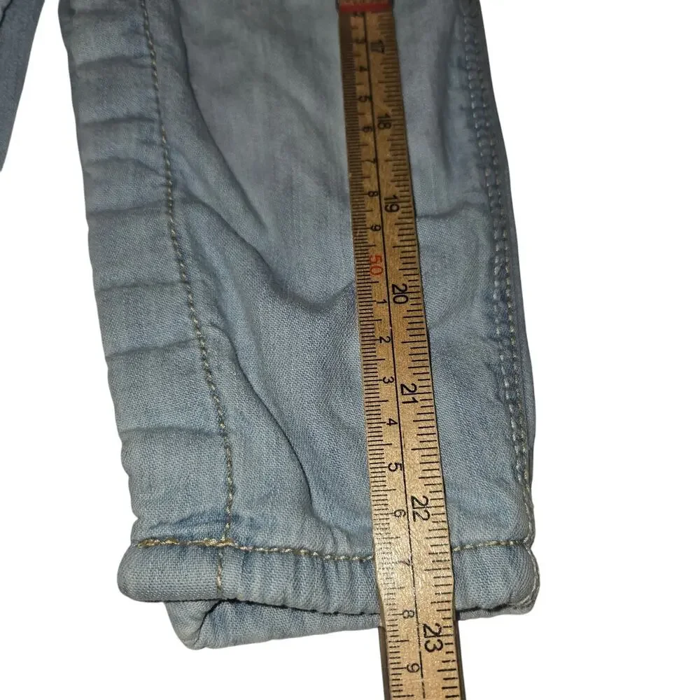Oshkosh B'gosh 9 Month Blue Denim Lined Overalls Vestbak Baby Infant Snap Inseam