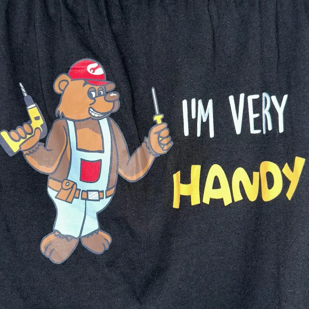 NWT Lazy-Me Men's Funny Novelty 'I'm Very Handy' Black Cotton Boxers Size M