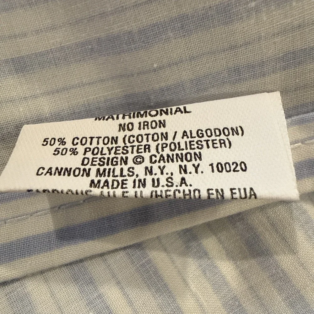 Vintage Cannon Full Size Flat Sheet And 1 Standard Pillowcase Blue White Stripe‎