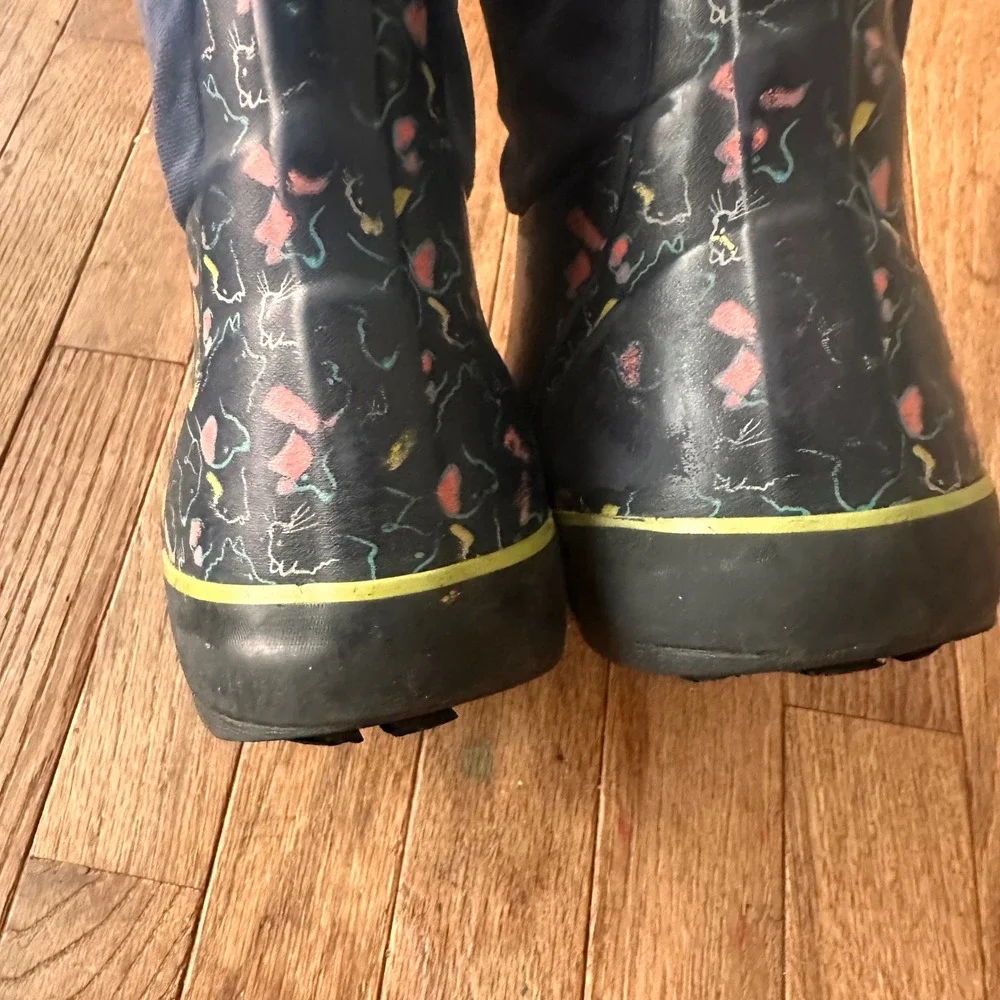 Bogs Classic II Pets Boots Kids Size 12 Waterproof Insulated Cat Print Navy Blue