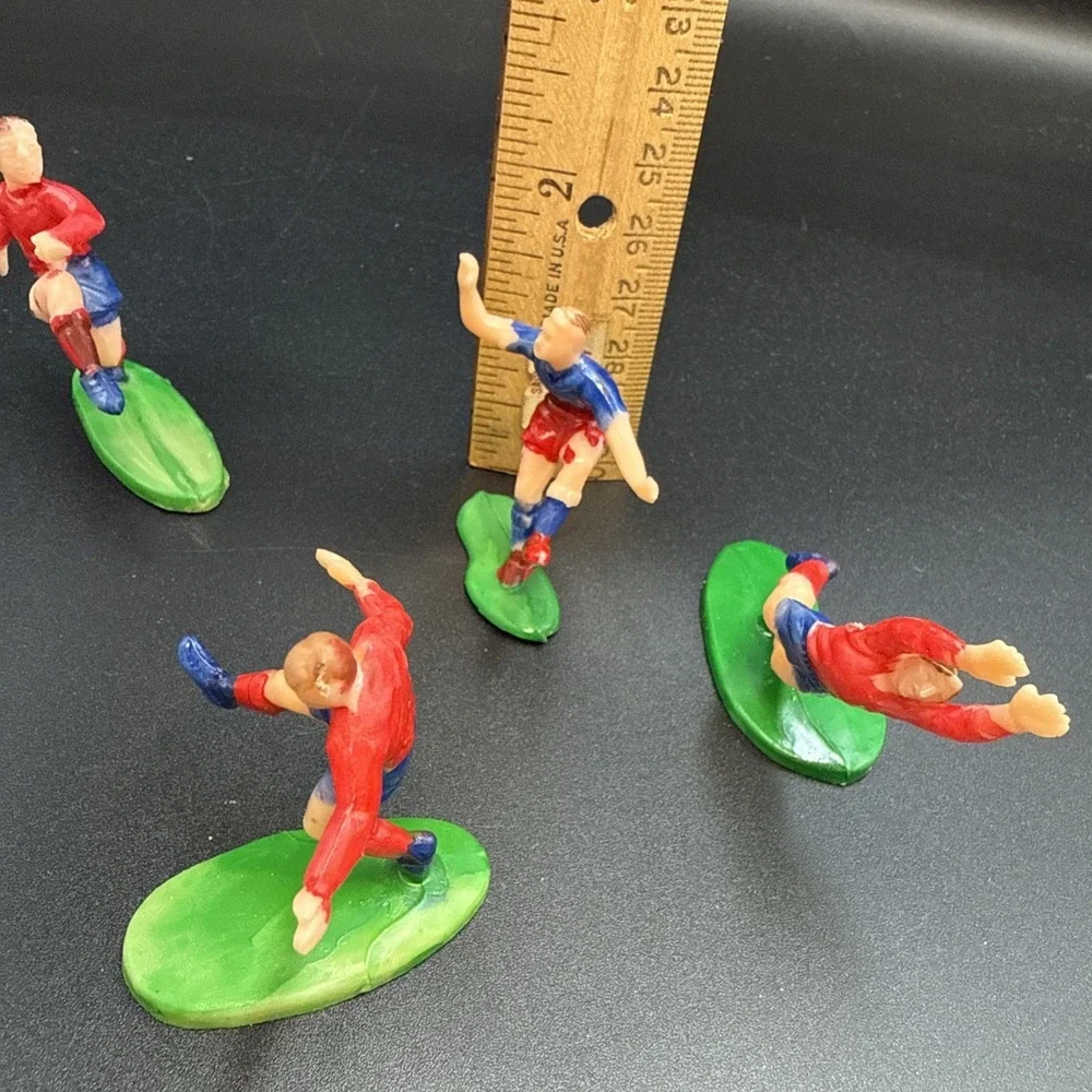 Vintage‎ Soccer Rugby Players Cake Topper Figures Made In Hong Kong B