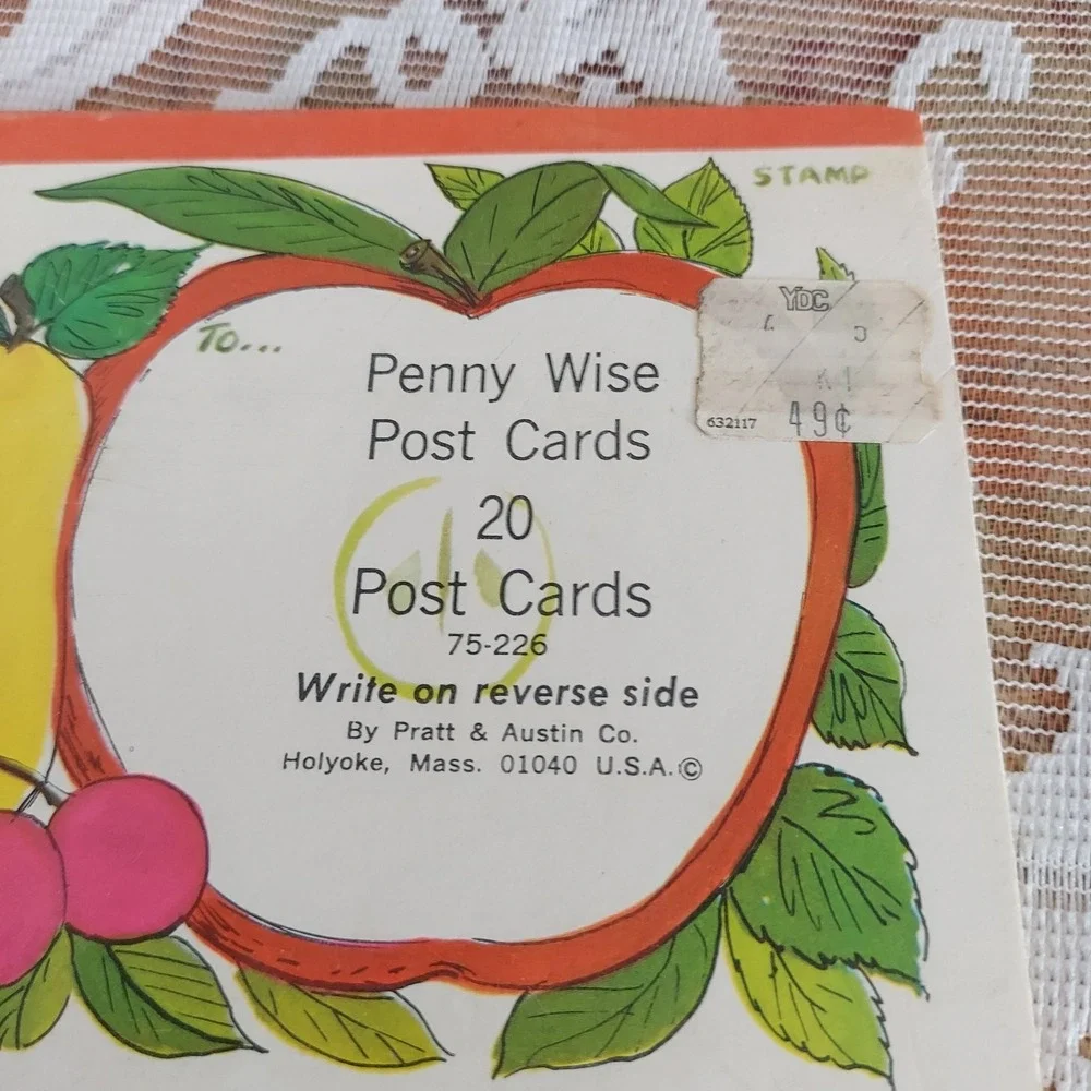 Vintage Pratt & Austin Penny Wise Post Cards Fruit Illustration 14 Count Booklet