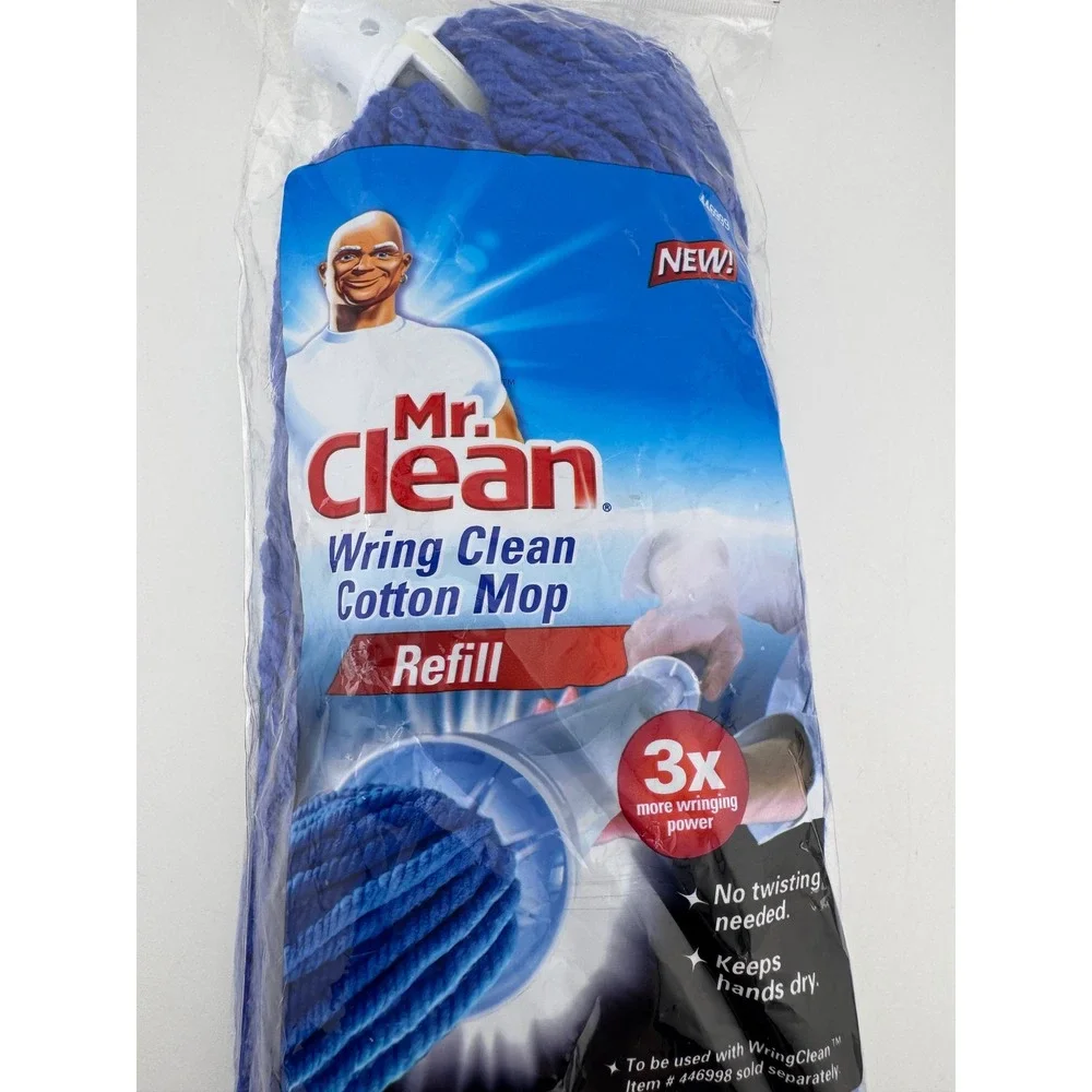 Mr Clean Wring Clean Cotton Mop Refill‎ Blue NIB