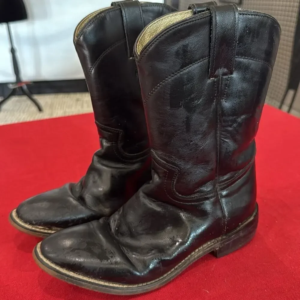 Kids Justin Boots Black Cowboy Western Boots