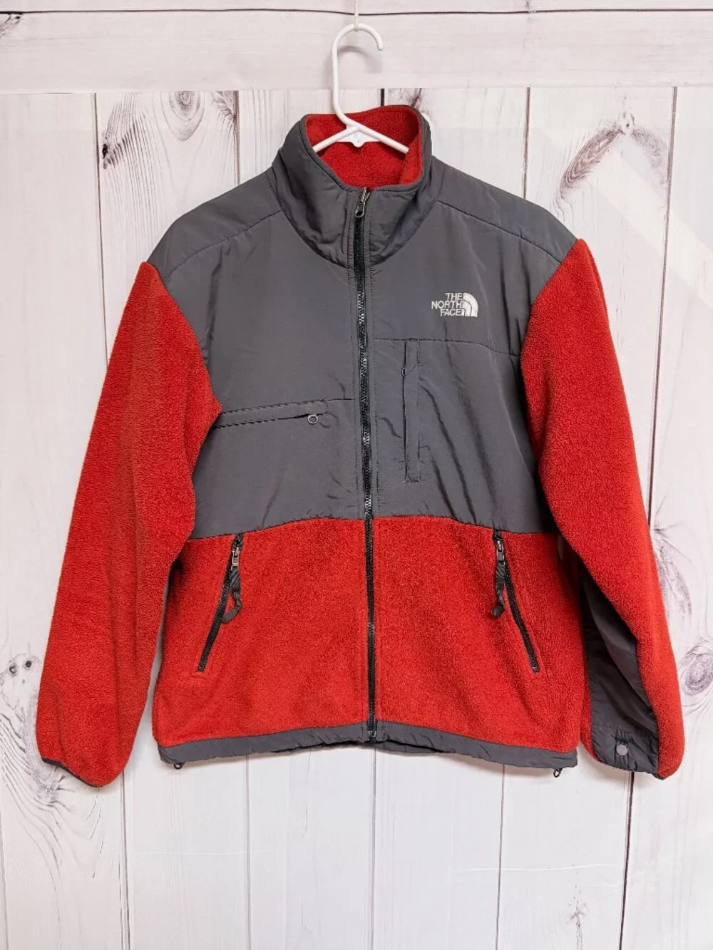 The North Face Men’s Denali Jacket‎ Small Red Gray Fleece EUC