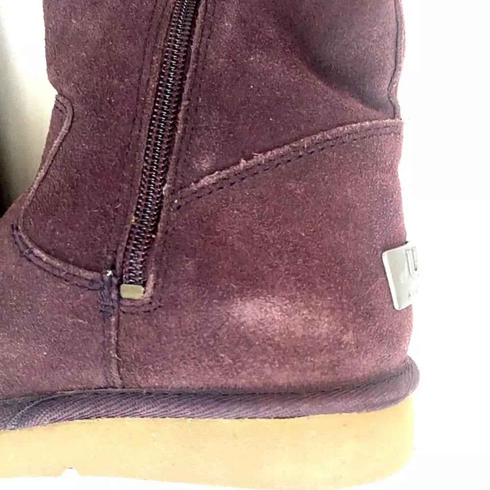 UGG *AUSTRALIA* Embroidered Floral Tall Boots‎ Purple Eggplant SZ 5 Juliette Zip