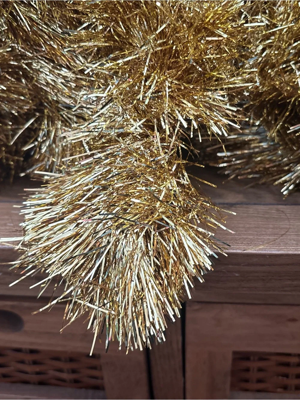 NOS Vintage Gold Tinsel Garland Christmas Decor 3 Pieces = 884”/73.5Feet