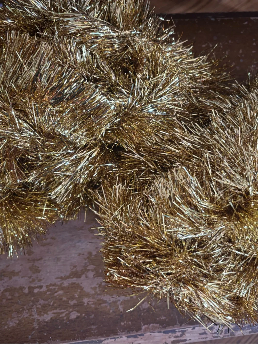 NOS Vintage Gold Tinsel Garland Christmas Decor 3 Pieces = 884”/73.5Feet