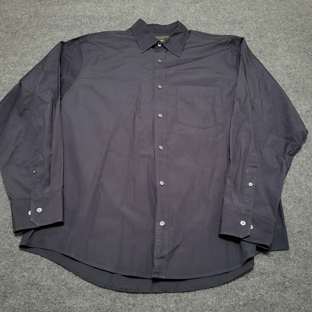 Banana Republic‎ Shirt Men's XL Relaxed Fit Dressy Black Long Sleeve Cotton