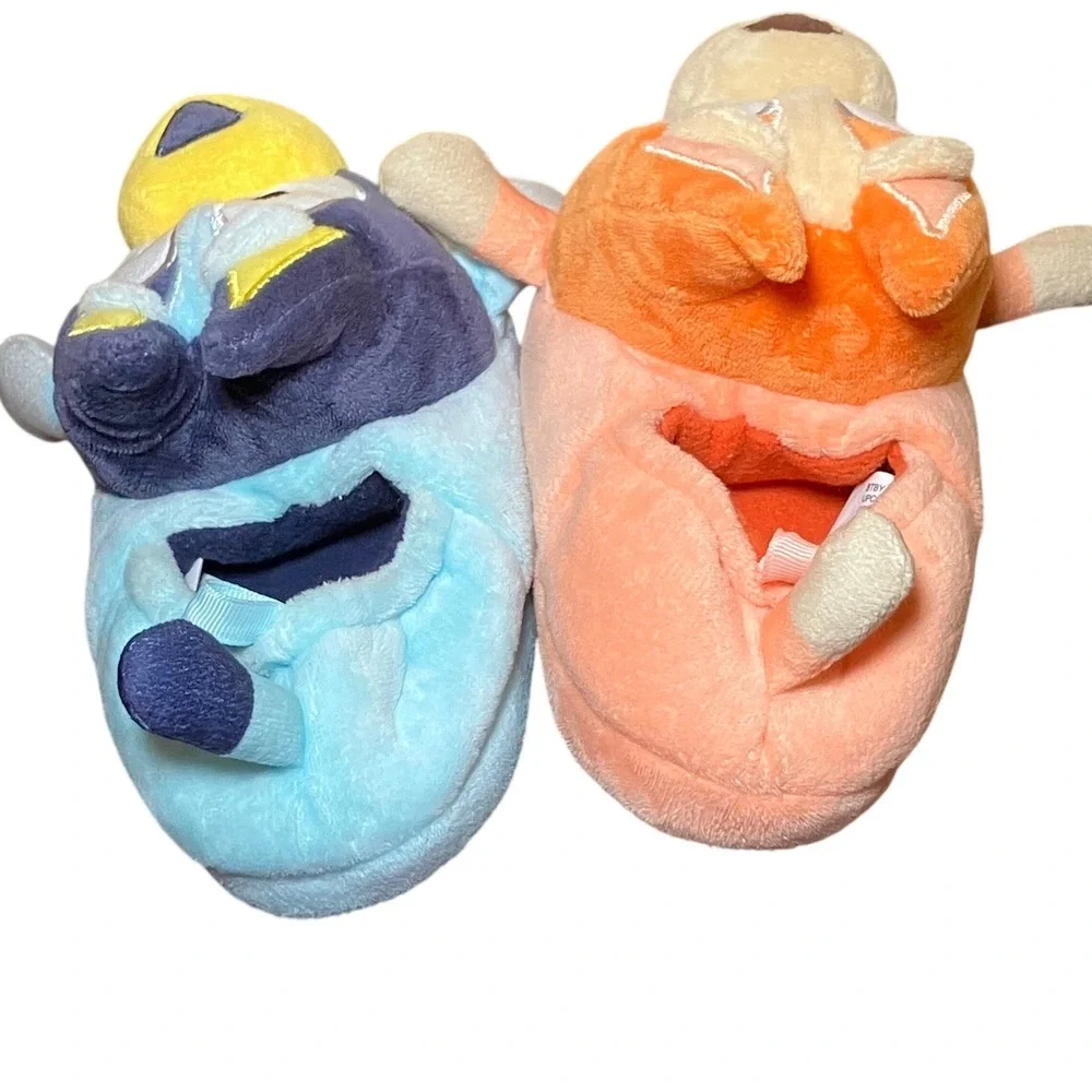 Bluey Bingo Plush Slippers Kids Size 7/8 Blue Orange Character House Shoes 3D
