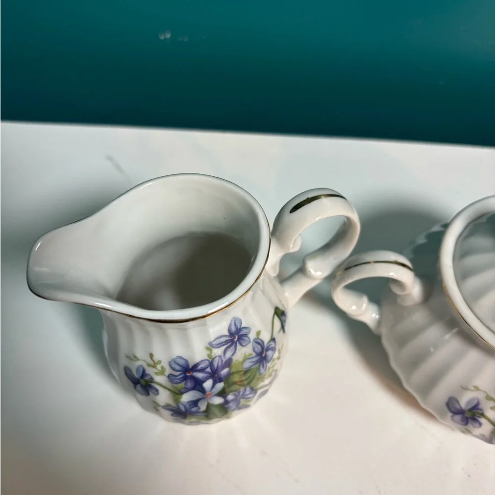 Supreme White Ceramic Base Cream and Sugar Set Vintage